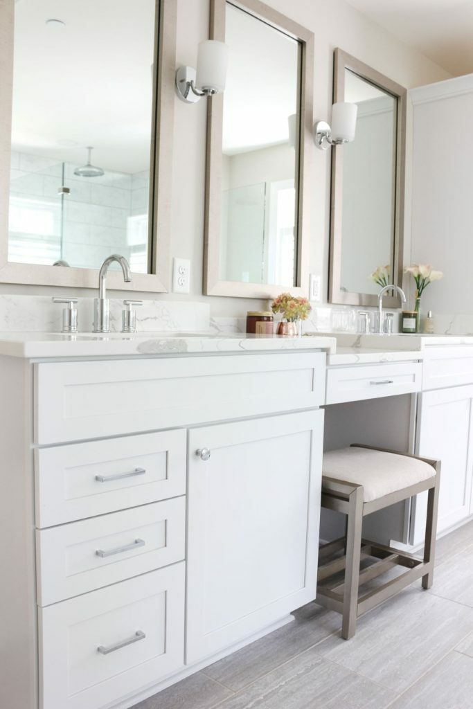 double vanity with makeup station