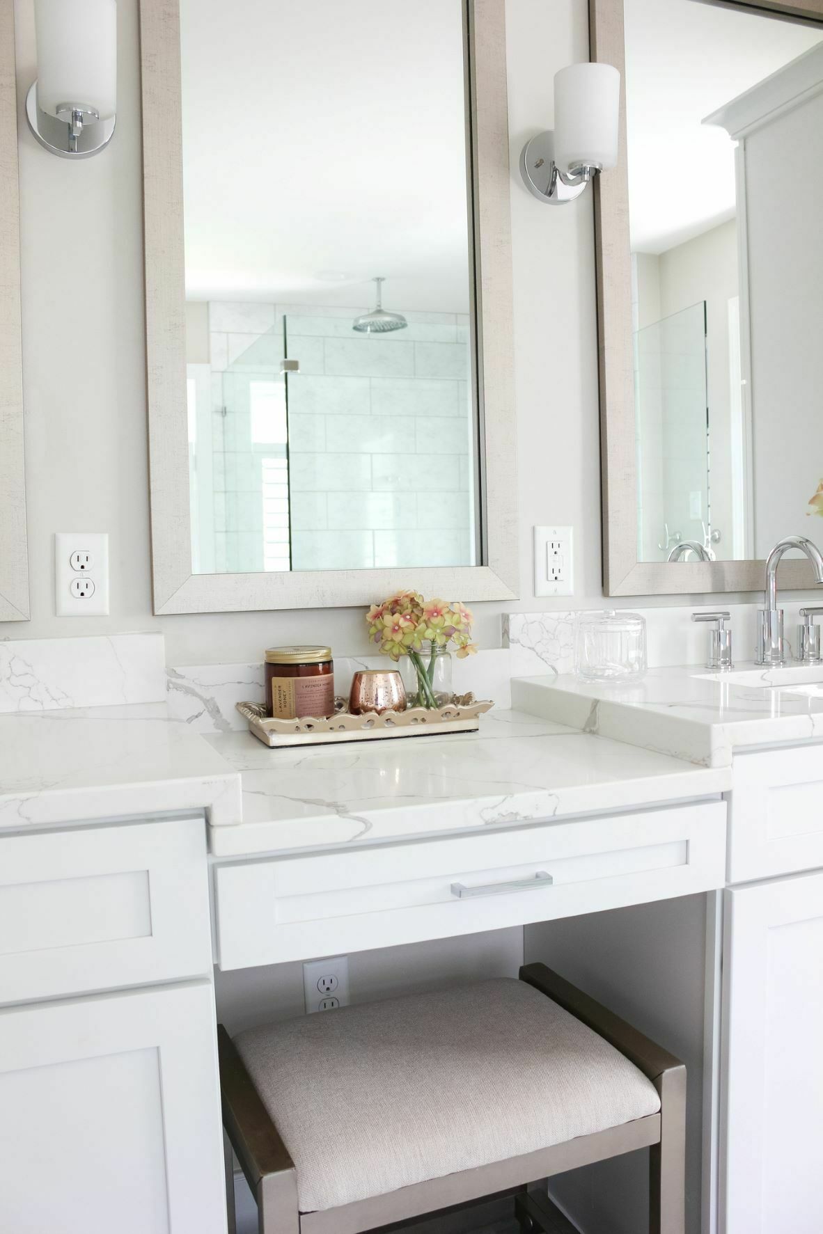 Double Sink Vanity With Makeup Counter - Purnell Brolud