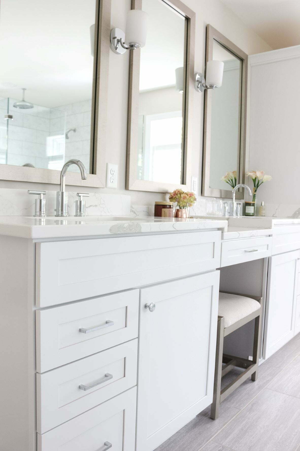 Master Bathroom Vanity With Makeup Area - Clipper City House