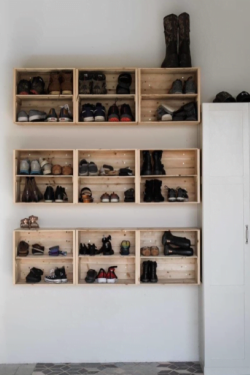 DIY Shoe Storage For Entryway