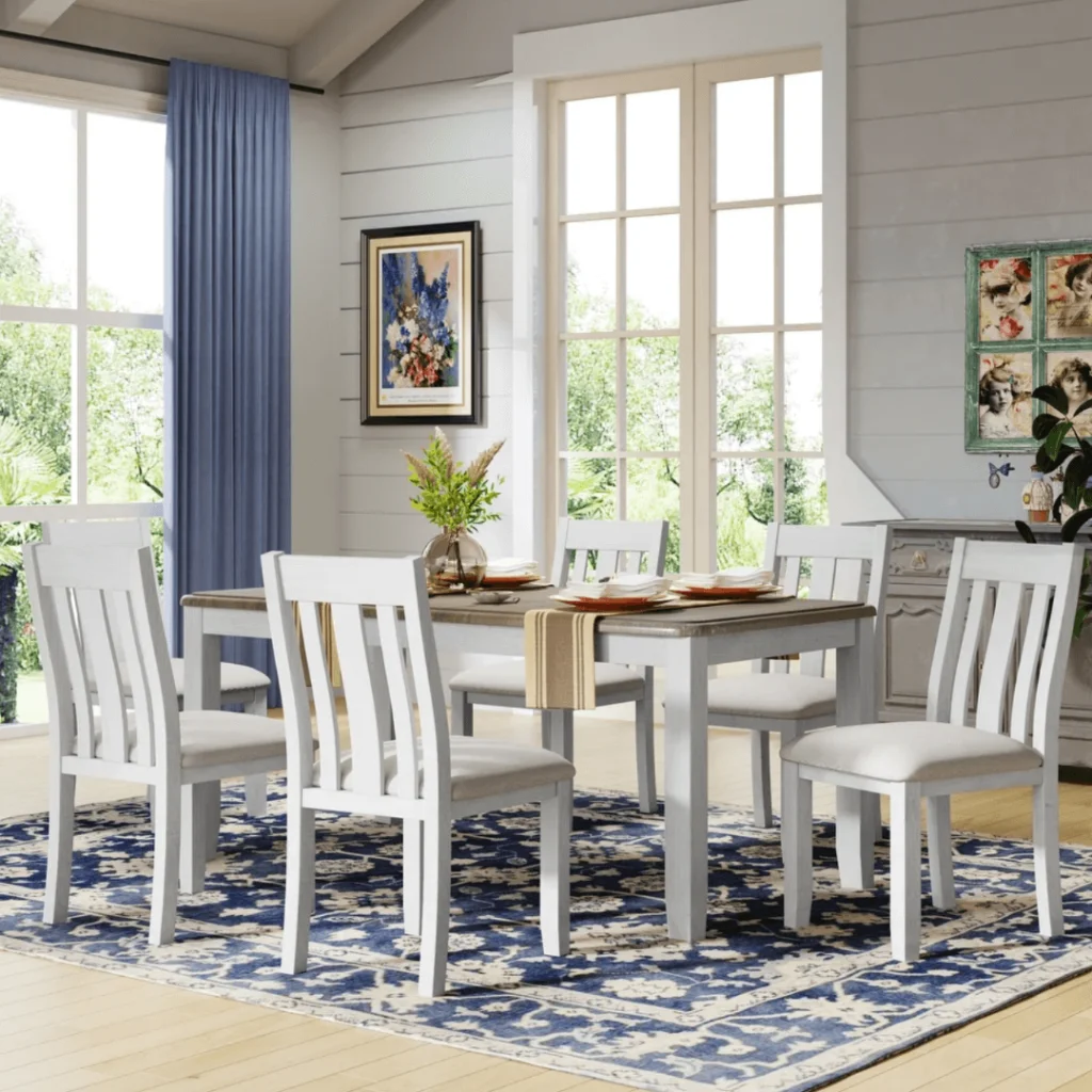 extending dining table and chairs